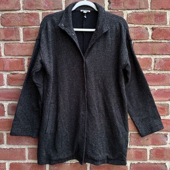 Eileen Fisher $278 Organic Cotton Terry Stand Collar Jacket shacket sm NEW - Picture 3 of 12